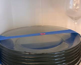 glass plates and other glass ware throughout the kitchen