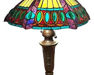 Art Deco Style Faux Stain Glass Lamp