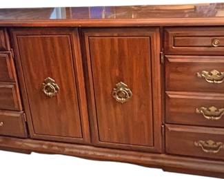 Vintage Wood Office Credenza