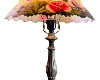 New Floral Glass Shade Table Lamp