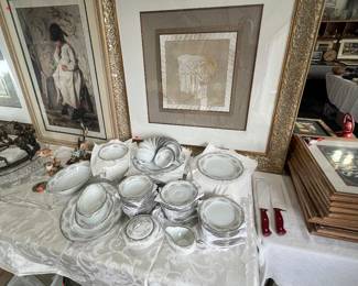 Large set of Noritake China. Lots of home decor. 2 brand, new kitchen knives.