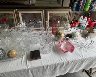 More marquee by Waterford. Additional pottery and glass items.