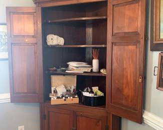 Corner cupboard shelving.