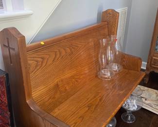 Small oak pew from local church in the area.