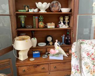 Larger of two secretaries. Original vintage glass, fold down top and drawers.