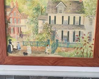 Lovely primitive art painting signed by Davies.