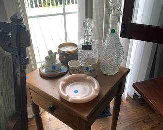 Pine side table with drawer.