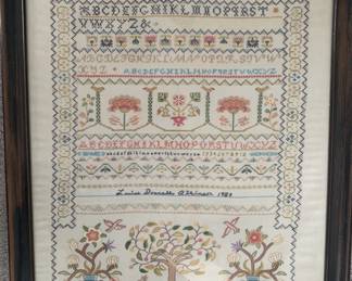 We have about 30 different framed samplers - lots of needlepoint too (25 framed). This one is a favorite!