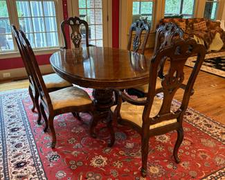 Set, 6 Century Furniture highly carved dining chairs comprising two arm and four side