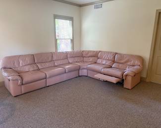 Emerson Leather light pink sectional with two recliners