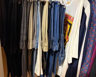 Jeans and Khaki's ($5 each), T shirt ($2), Jogging Suit  ($10), PJ's ($1 each), Bathrobes ($2 each).