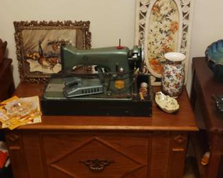 Vintage Sewing Machines, Antique Night Stands 