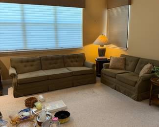 Like new upholstered sofa, loveseat and ottoman.