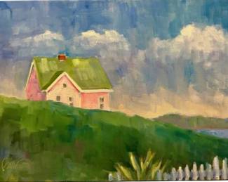 Original Oil Painting By Britt Bair - Entitled "Pink House In The Morning"