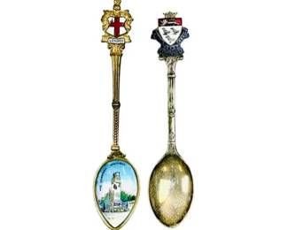Silver Plate & Enamel Souvenir Demitasse Spoons - Hallmarked