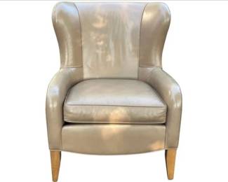 Ethan Allen Leather Wing Chair With Footed Design