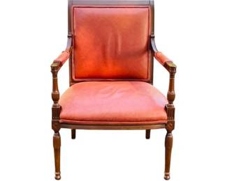 Regency Style Open Arm Chair - Persnickety Leather Arm Chair