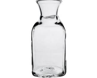 Simon Pearce Carafe - Woodbury Pattern - Acid Etched "Simon Pearce" With Clover Pontil Mark On Base