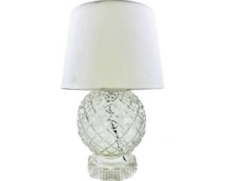 Vintage Pressed Glass Lamp & Coordinating Linen Shade