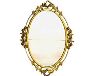 Oval Mirror With Metal Ornamental Design