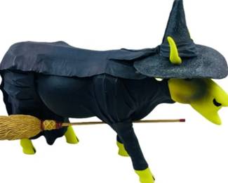 Artisan Halloween Figure - Signed "The Cow Parade - Udderly Witched Cow - Jeff A. Tacket" With Tags & Box