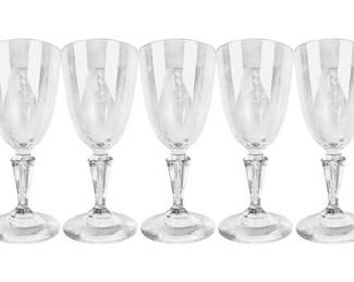 Vintage Monogrammed Crystal Wine Glasses - 7.75" In Height - Captured Bubble Stem