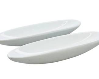 Porcelain Olive Trays - Matching Pair - Eight Inches Each