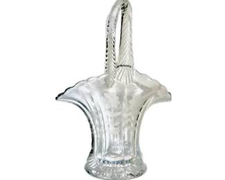 Vintage Duncan Miller Glass "Bride's Basket" With Etched Foliate Design