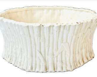 Vintage Fitz & Floyd Ceramic Cache Pot With Bamboo Motif - Signed On Base "F&F"