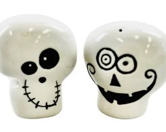 Halloween Salt & Pepper Shakers - Ceramic Skulls