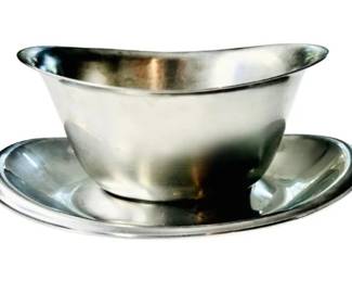 Stainless Steel Gravy Boat & Saucer - Signed "International Stainless Steel"