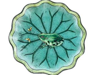 Enamel Plate With Frog Design & Scalloped Border - Signed "kelvin Chen - #80"
