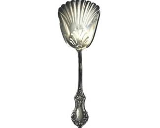 Sterling Silver Slotted Spoon - Scalloped & Ribbed Design - Signed "Sterling" & Patent Mark "Jan 21, 1899"