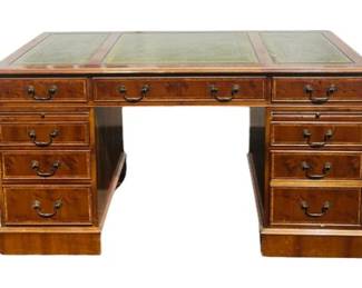 George III Style Mahogany Double Pedestal Desk