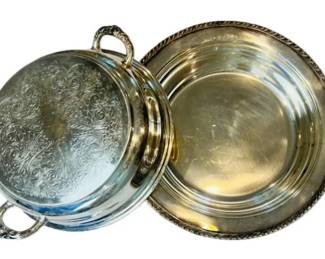 Silver Plate Covered Vegetable - Signed "Silver On Copper"