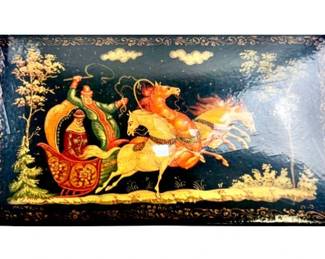 Vintage Russian Lacquer Hinged Box - Signed By Artist On Lid