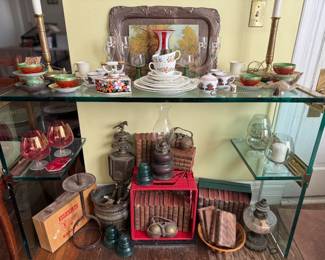 MCM Leon Rosen glass and brass waterfall table w/shelves - a rare find with shelves!