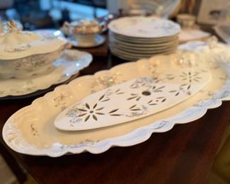 Bavaria china fish server with RARE fish trivet