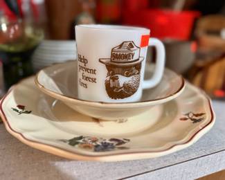 smokey the bear milkglass mug
