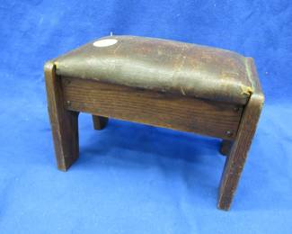 Lot 83. Small stool with leather seat