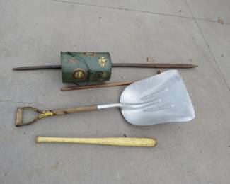 Lot 226. Grain scoop, chisel, baseball bat and more