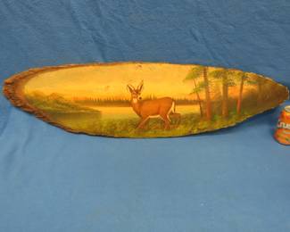 Lot 160. Al Mohler painting on a pine slab. 38" x 10". More info about Al Mohler art is at almohlerart.org