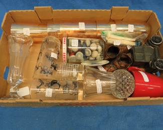 Lot 383. Drinkware, buttons, bronzed baby shoes, and more
