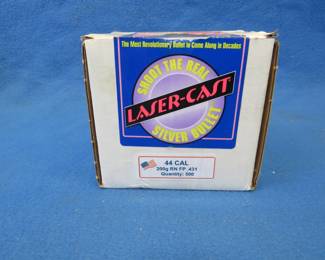 Lot 327. Partial box of Laser-Cast .44 cal. 200-grain bullets. Slightly over half full.