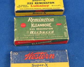Lot 352. 30 Western and 20 Remington 222 rounds in VG collectible boxes