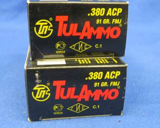 Lot 148. 100 TulAmmo .380 ACP rounds