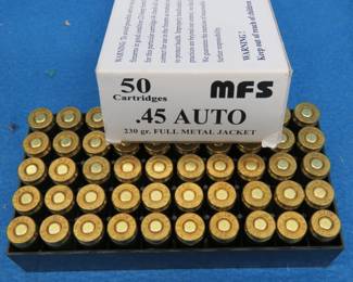 Lot 143. 1 box of 50 MFS .45 auto rounds