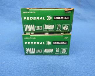 Lot 99. 100 Federal 9mm Luger. 70-grain lead-free indoor range training rounds.