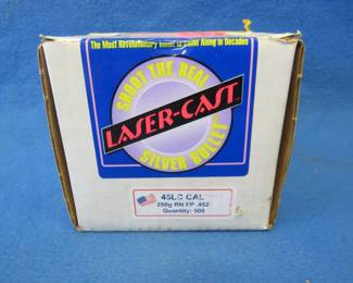 Lot 328. Full box of 500 Laser-Cast 45LC (Long Colt) 250-grain bullets.