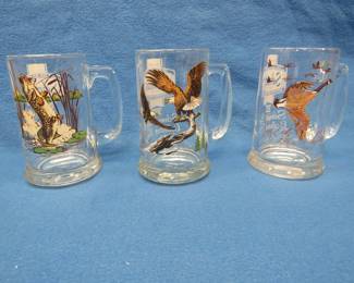 Lot 30. One dozen Schmidt Collector Series beer glasses. 6 Northern Pike, 5 Geese, and 1 eagle.